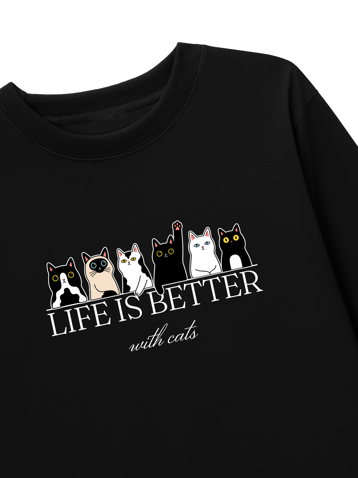 Áo Dài Tay Life Is Better With Cats