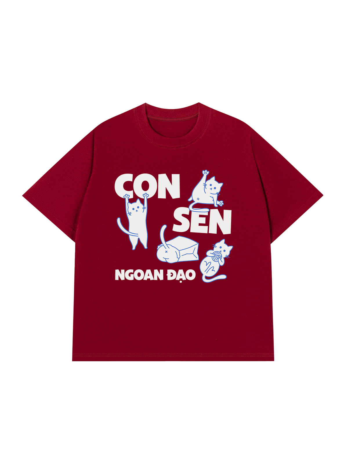 Áo Thun Relaxed Fit Con Sen Ngoan Đạo Mèo