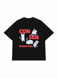 Áo Thun Relaxed Fit Con Sen Ngoan Đạo Mèo