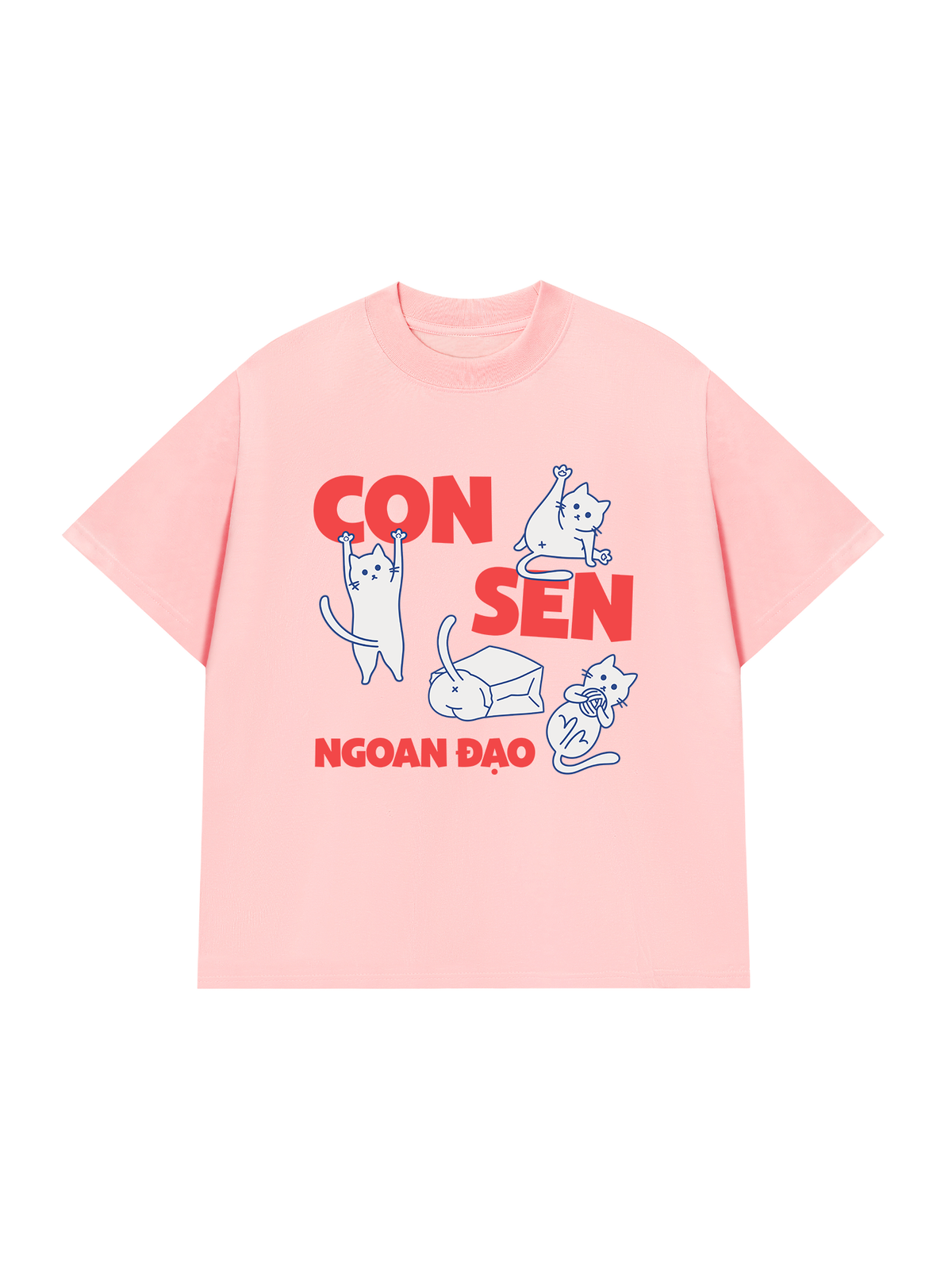 Áo Thun Relaxed Fit Con Sen Ngoan Đạo Mèo