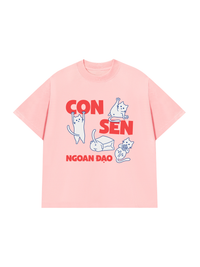 Áo Thun Relaxed Fit Con Sen Ngoan Đạo Mèo