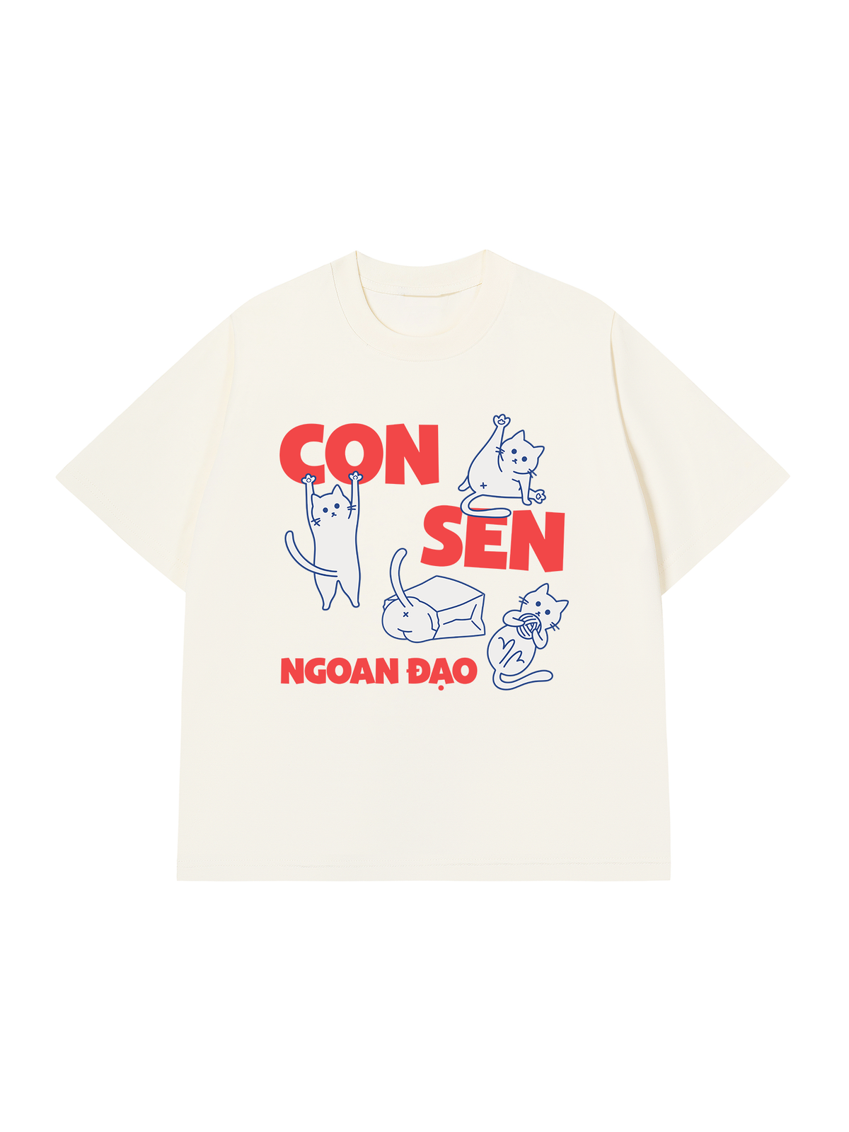 Áo Thun Relaxed Fit Con Sen Ngoan Đạo Mèo