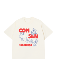Áo Thun Relaxed Fit Con Sen Ngoan Đạo Mèo