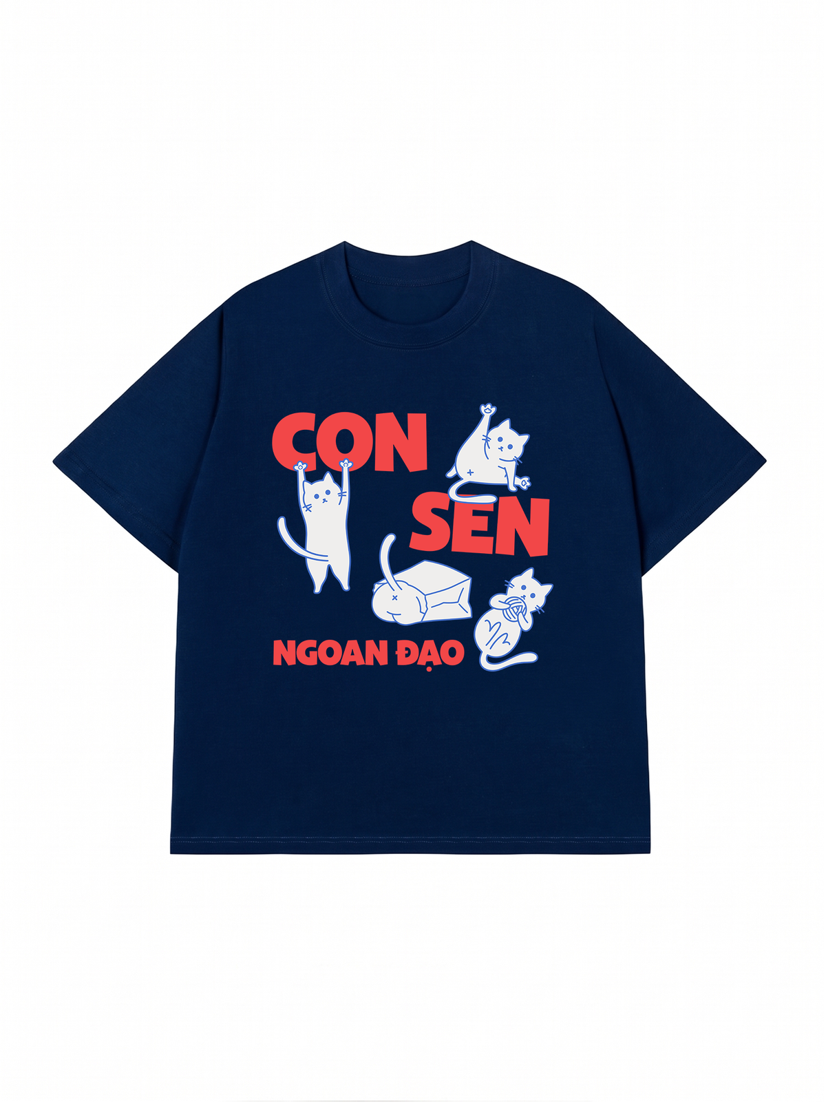 Áo Thun Relaxed Fit Con Sen Ngoan Đạo Mèo