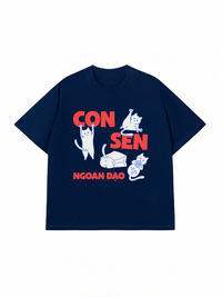 Áo Thun Relaxed Fit Con Sen Ngoan Đạo Mèo