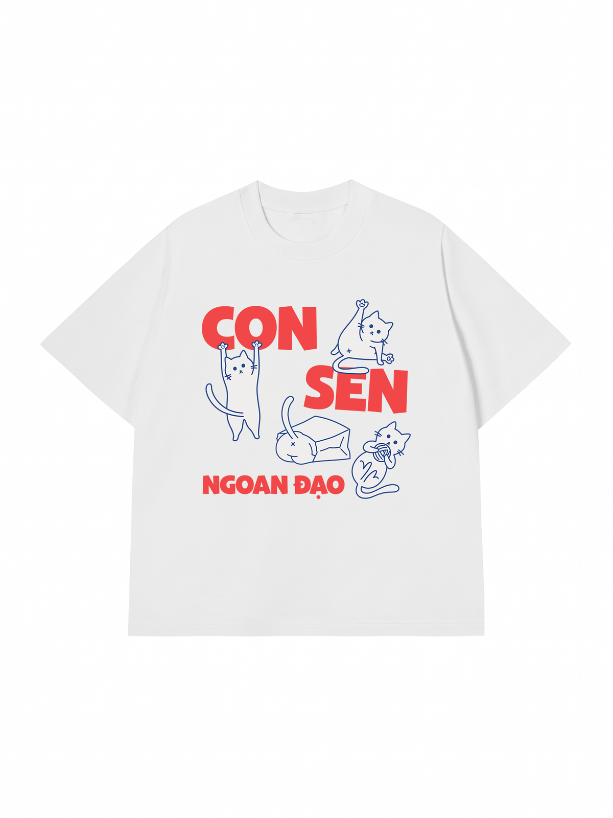Áo Thun Relaxed Fit Con Sen Ngoan Đạo Mèo