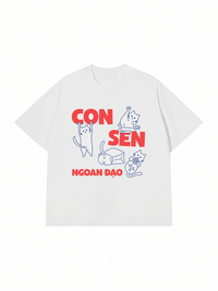 Áo Thun Relaxed Fit Con Sen Ngoan Đạo Mèo