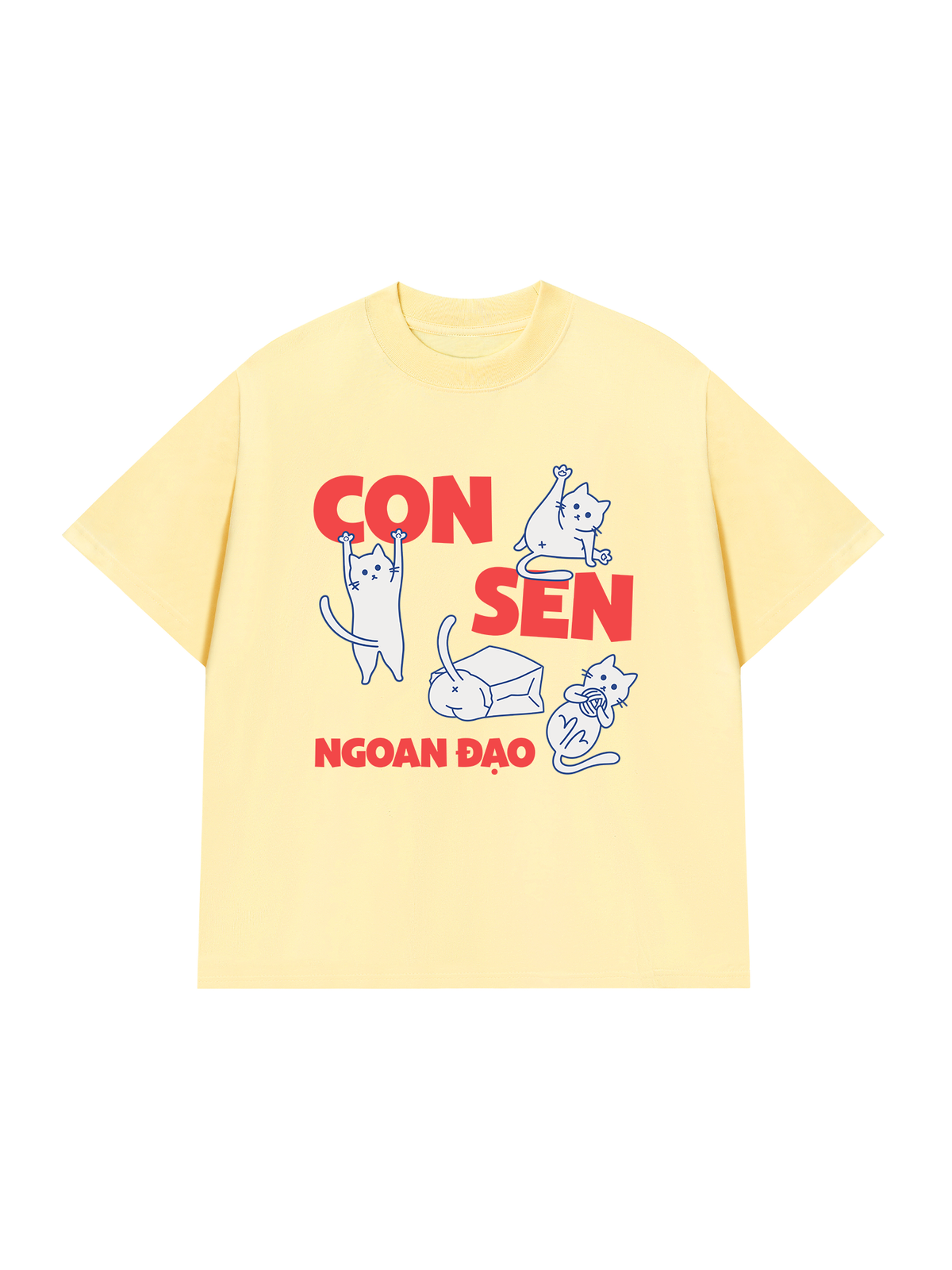 Áo Thun Relaxed Fit Con Sen Ngoan Đạo Mèo