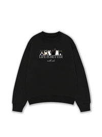 Áo Sweater Nỉ Hai Da Life Is Better With Cats