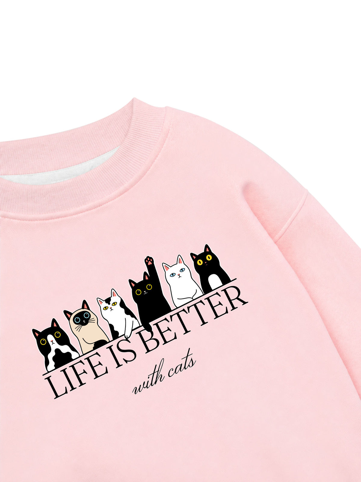 Áo Sweater Nỉ Hai Da Life Is Better With Cats