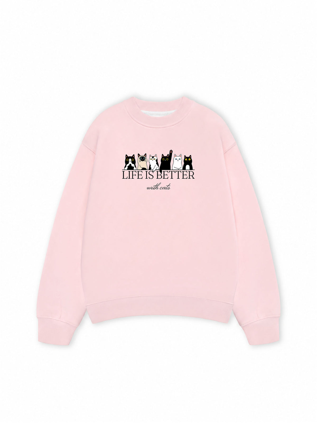Áo Sweater Nỉ Hai Da Life Is Better With Cats