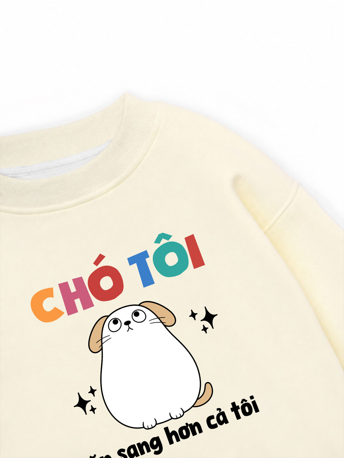 Áo Sweater Nỉ Hai Da Chó Ăn Sang Hơn Tôi