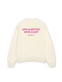 Áo Sweater Nỉ Hai Da  Life Is Better With A Cat