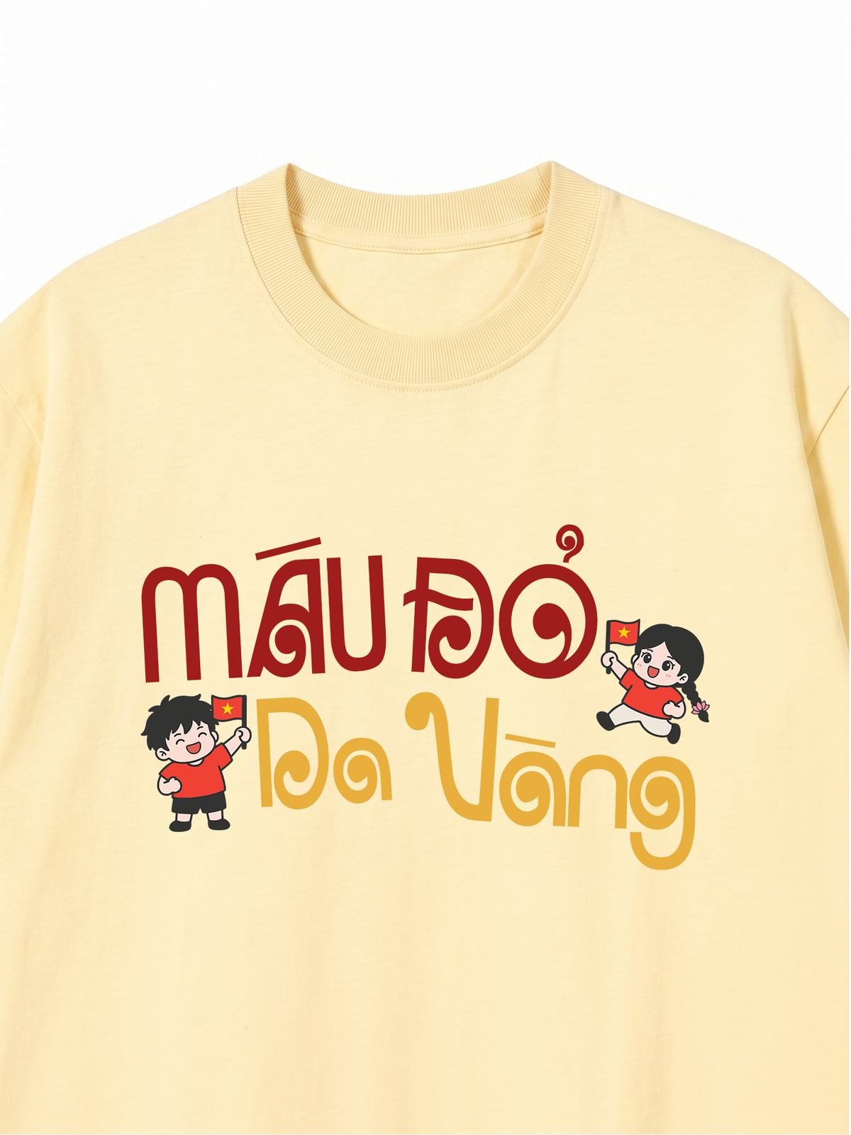 Áo Thun Relaxed Fit Máu Đỏ Da Vàng