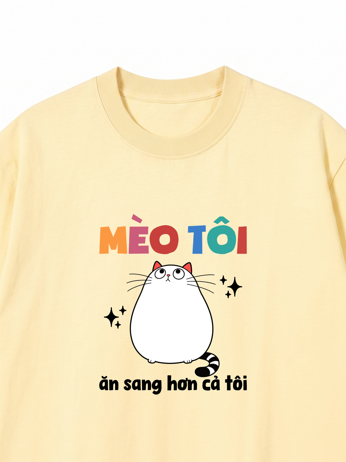 Áo Thun Relaxed Fit Mèo Ăn Sang Hơn Tôi