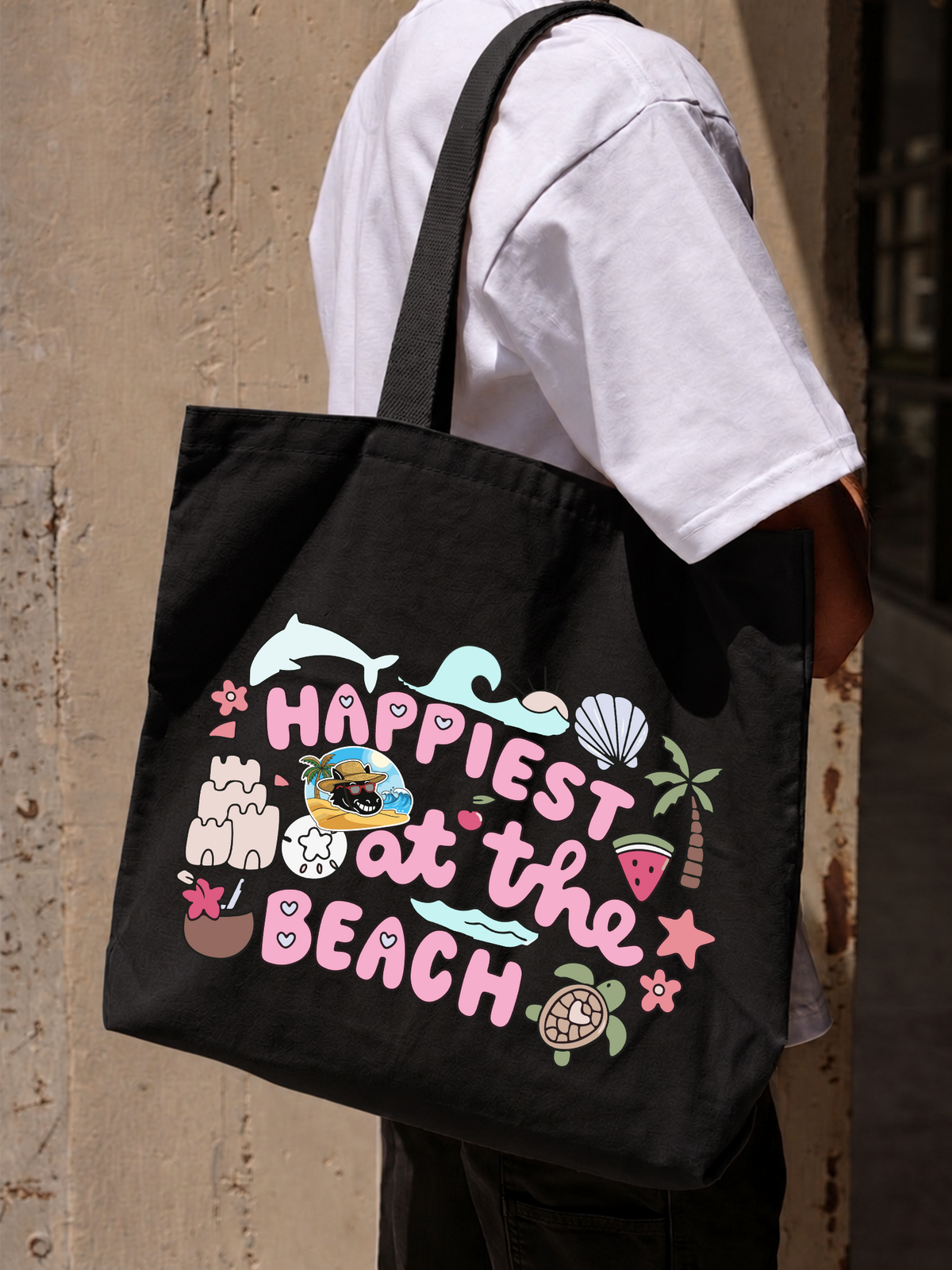 Túi Tote Happiest At The Beach
