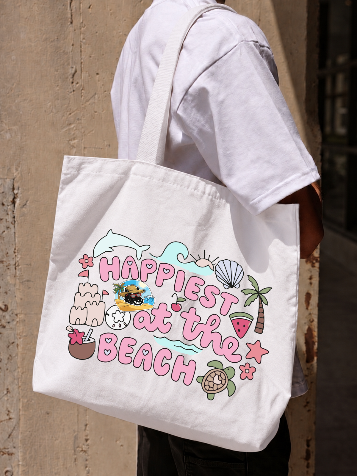 Túi Tote Happiest At The Beach