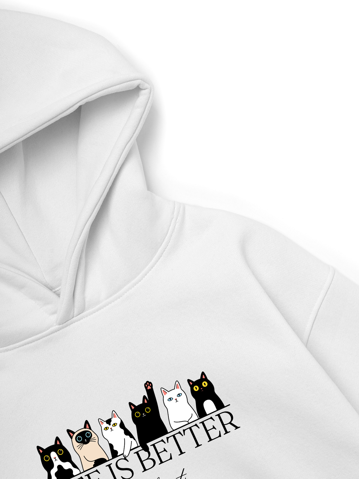 Áo Hoodie Nỉ Hai Da Life Is Better With Cats