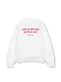 Áo Sweater Nỉ Hai Da  Life Is Better With A Cat