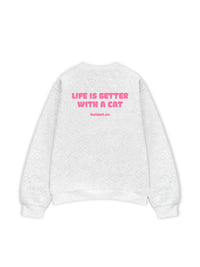 Áo Sweater Nỉ Hai Da  Life Is Better With A Cat