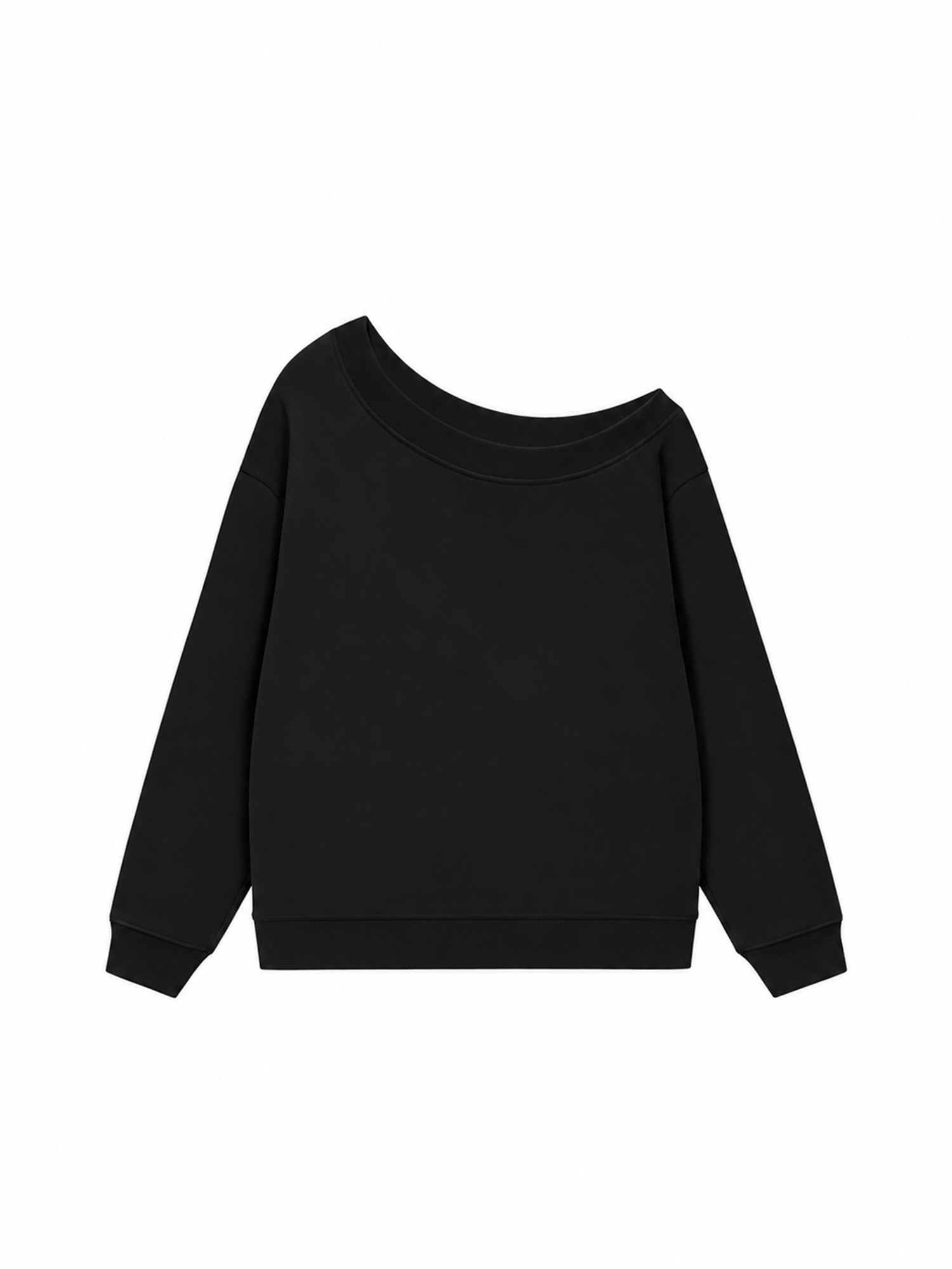 Áo Sweater Lệch Vai Nỉ Hai Da Hơi Mệt Basic