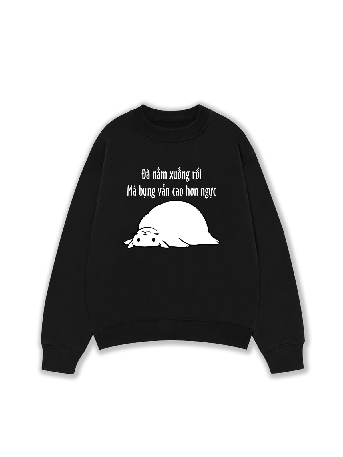 Áo Sweater Nỉ Hai Da Đã Nằm Xuống Rồi Mà Bụng Vẫn Cao Hơn Ngực