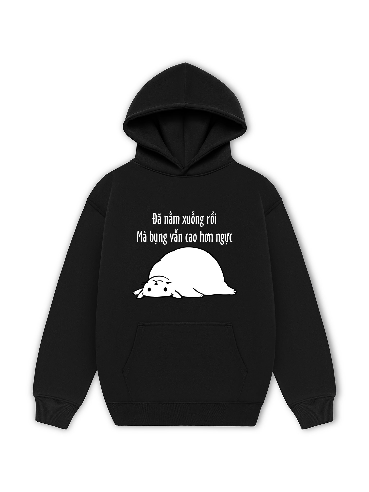 Áo Hoodie Nỉ Hai Da Đã Nằm Xuống Rồi Mà Bụng Vẫn Cao Hơn Ngực