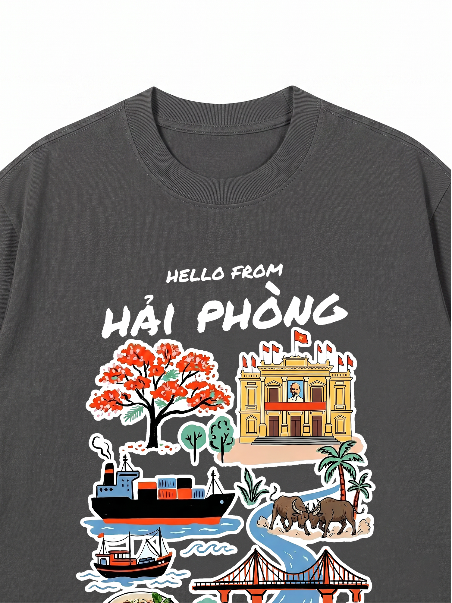 Áo Thun Relaxed Fit Hello From Hải Phòng