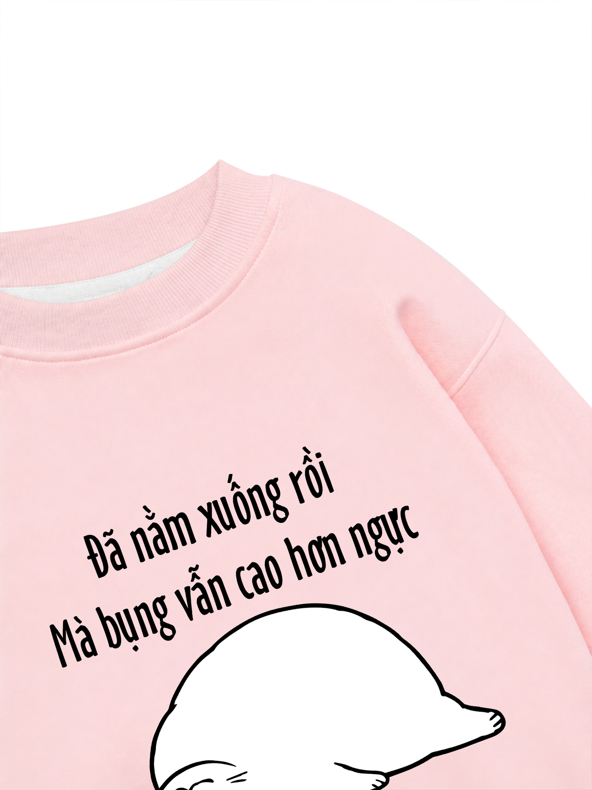 Áo Sweater Nỉ Hai Da Đã Nằm Xuống Rồi Mà Bụng Vẫn Cao Hơn Ngực