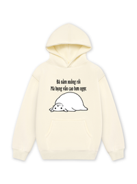 Áo Hoodie Nỉ Hai Da Đã Nằm Xuống Rồi Mà Bụng Vẫn Cao Hơn Ngực