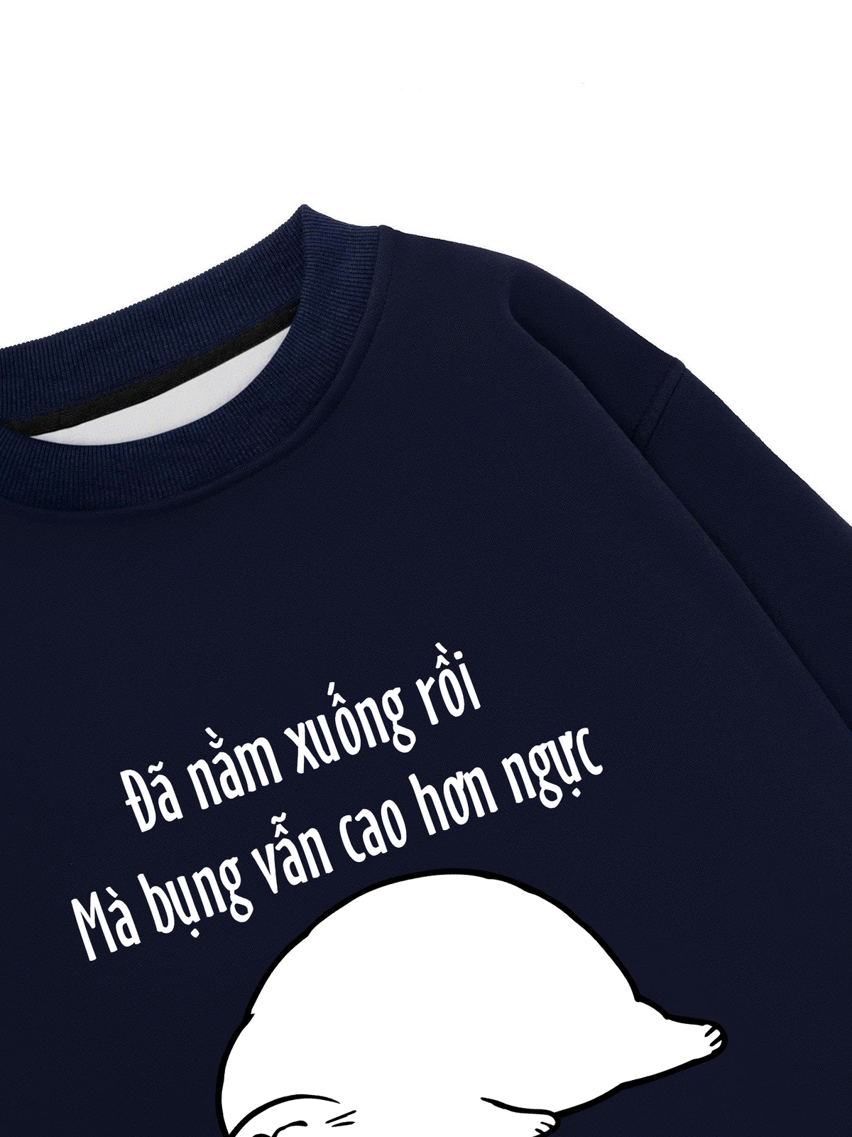 Áo Sweater Nỉ Hai Da Đã Nằm Xuống Rồi Mà Bụng Vẫn Cao Hơn Ngực