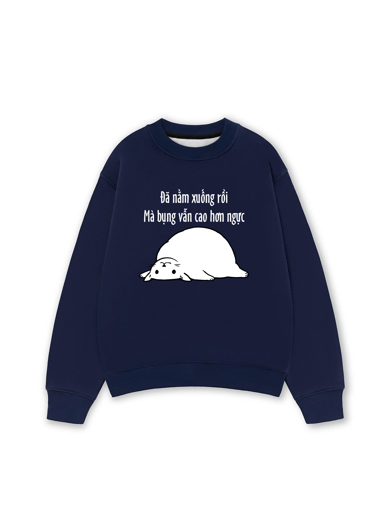 Áo Sweater Nỉ Hai Da Đã Nằm Xuống Rồi Mà Bụng Vẫn Cao Hơn Ngực