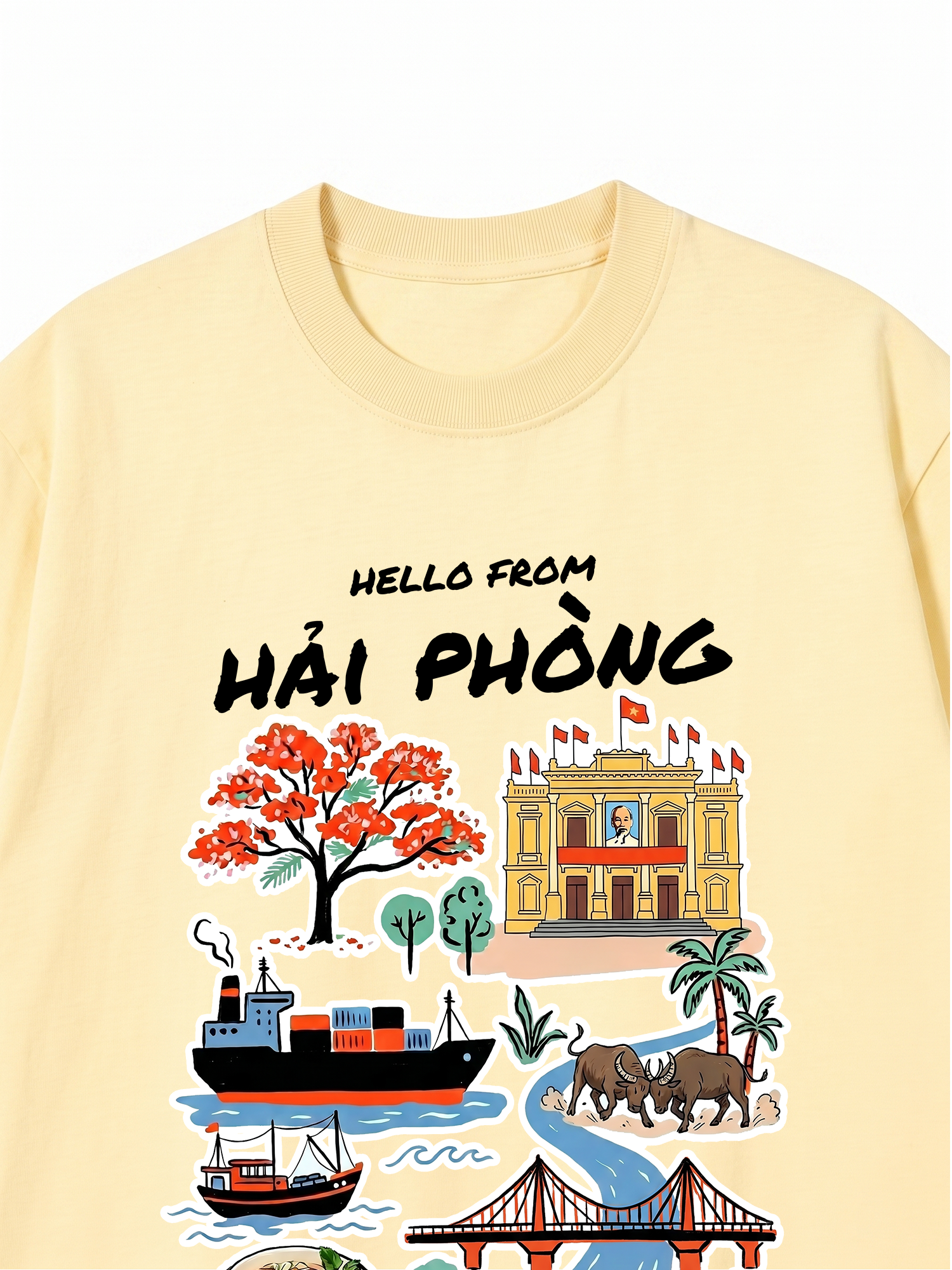 Áo Thun Relaxed Fit Hello From Hải Phòng