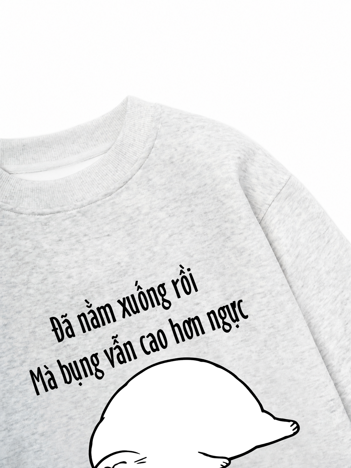Áo Sweater Nỉ Hai Da Đã Nằm Xuống Rồi Mà Bụng Vẫn Cao Hơn Ngực