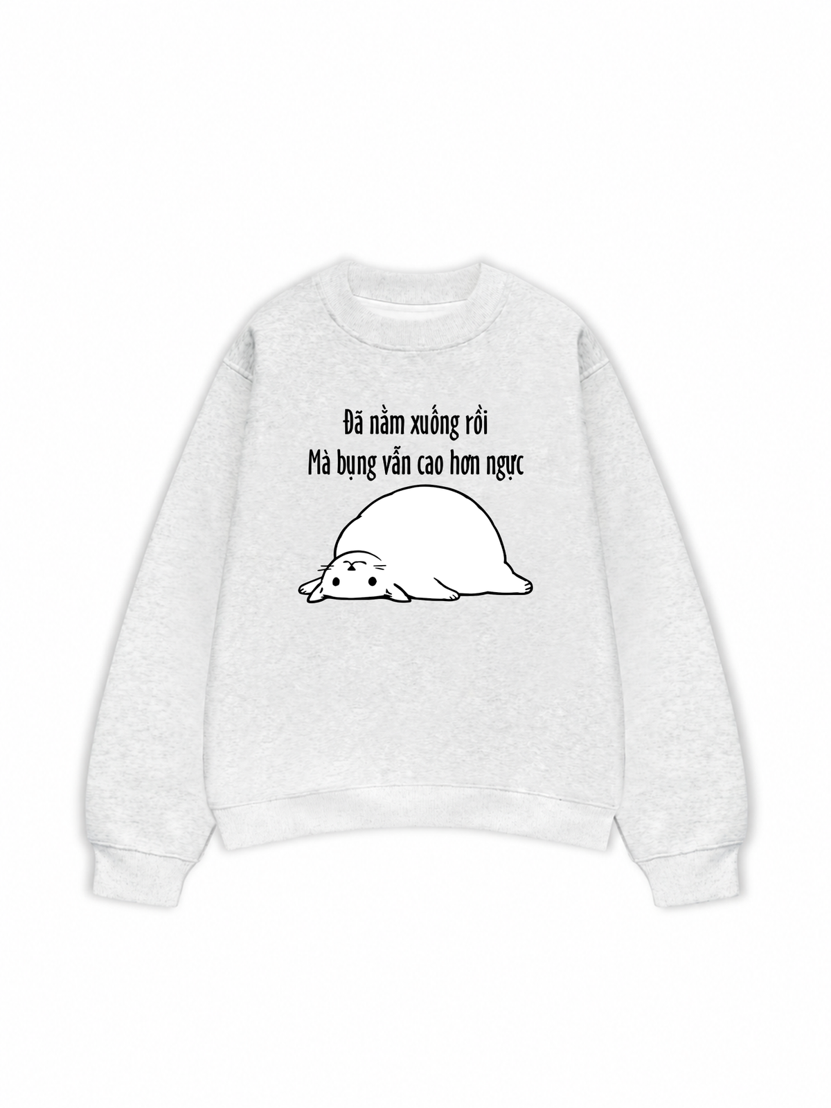 Áo Sweater Nỉ Hai Da Đã Nằm Xuống Rồi Mà Bụng Vẫn Cao Hơn Ngực